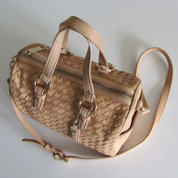 new COLE HAAN Jade beige weave satchel crossbody bag Bags